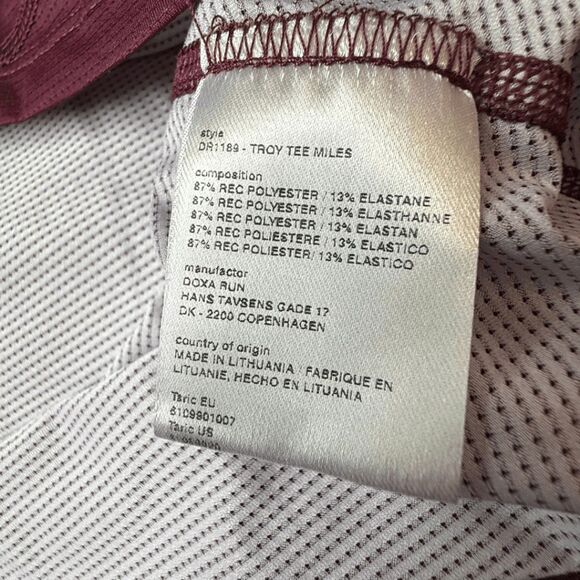 Doxa Men's Troy Miles Short Sleeve Athletic Running T-Shirt Maroon Size Large - Picture 7 of 11